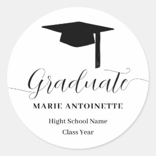 Personalized Graduate Cap and Tassel Graduation Classic Round Sticker