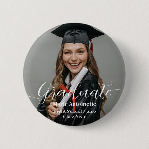 Personalized Graduate Photo Elegant Graduation 6 Cm Round Badge