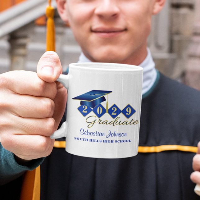Personalized Graduation  Blue & Gold 20XX Coffee Mug (Personalized Graduation Blue & Gold Coffee Mug)