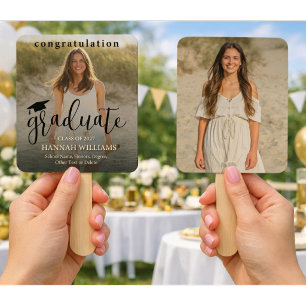 Personalized Graduation Hand Fan - Custom Photo