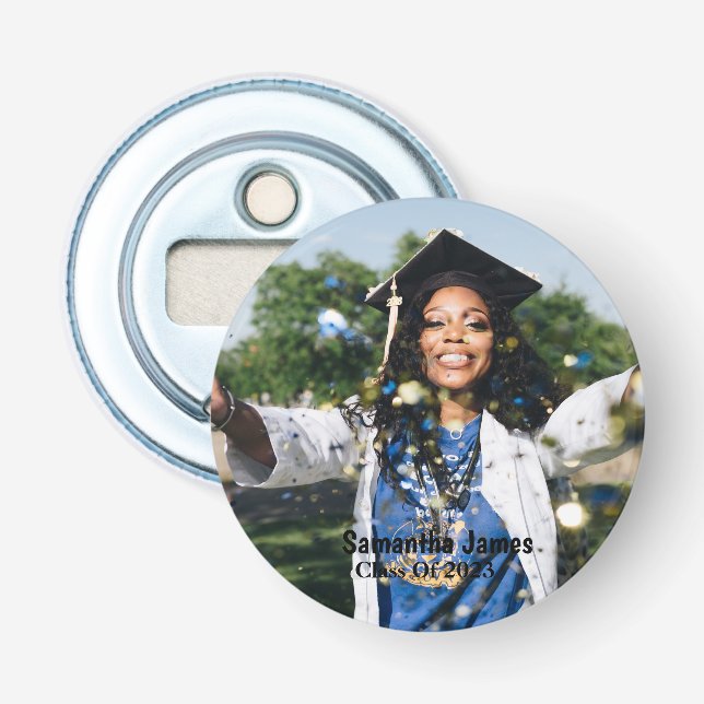 Personalized Graduation Photo and Name Bottle Opener (Front)