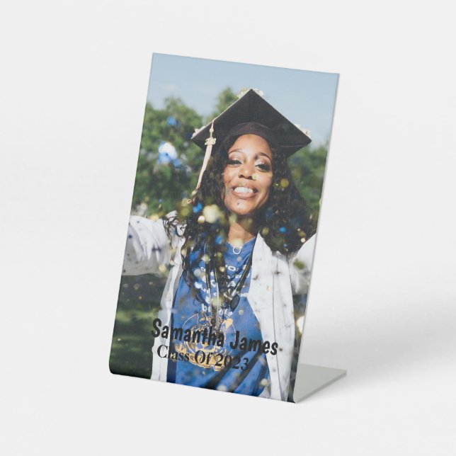 Personalized Graduation Photo and Name Pedestal Sign (Front)
