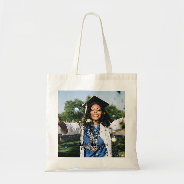 Personalized Graduation Photo and Name Tote Bag (Front)