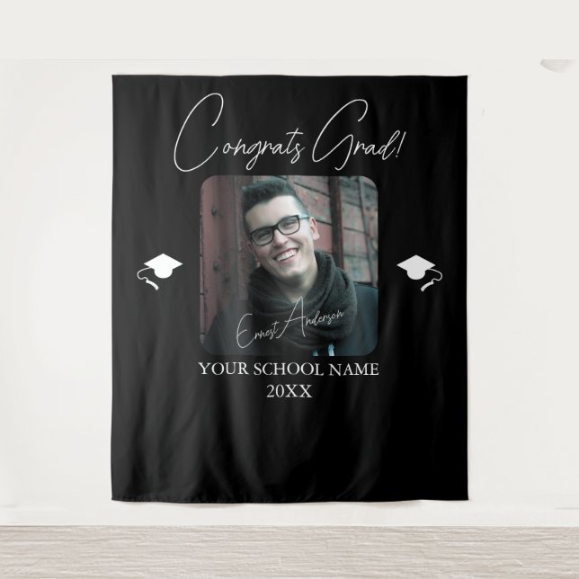 Personalized Graduation Photo Banner Class of 2026 Tapestry (Front)