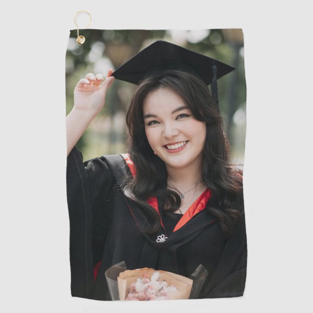 Personalized Graduation Photo Keepsake Memory Gift Golf Towel (Front)