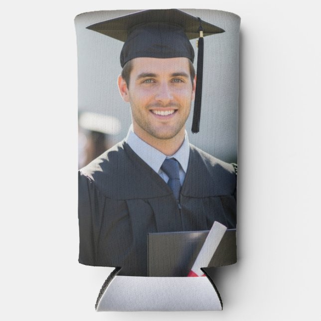 Personalized Graduation Photo Keepsake Memory Gift Seltzer Can Cooler (Front)