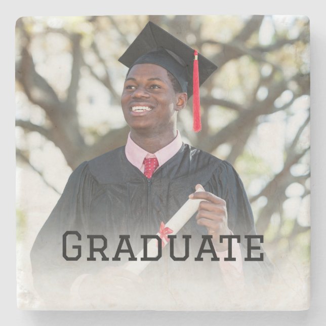Personalized Graduation Photo Keepsake Memory Gift Stone Coaster (Front)