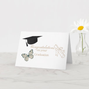 Personalized Graduation with Butterflies and Hat Card
