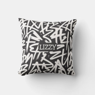 Personalized Graffiti Name Pattern — Custom Urban Cushion