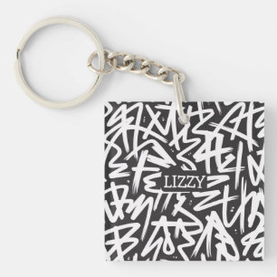 Personalized Graffiti Name Pattern — Custom Urban Key Ring