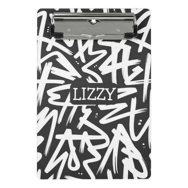 Personalized Graffiti Name Pattern — Custom Urban Mini Clipboard (Front)