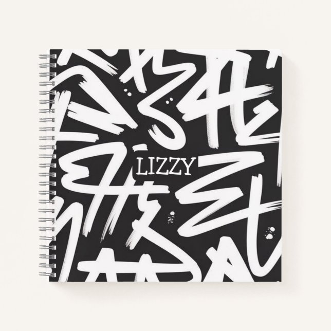 Personalized Graffiti Name Pattern — Custom Urban Notebook (Front)