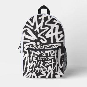 Personalized Graffiti Name Pattern — Custom Urban Printed Backpack