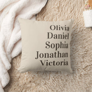 Personalized Grandchildren Names Beige Cushion