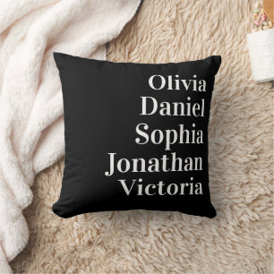 Personalized Grandchildren Names black & white Cushion