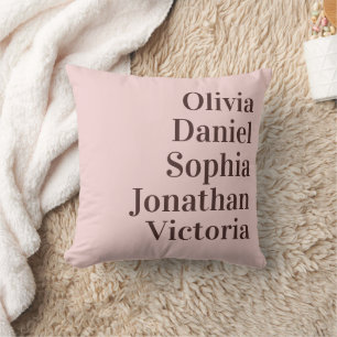 Personalized Grandchildren Names   Blush Pink  Cushion