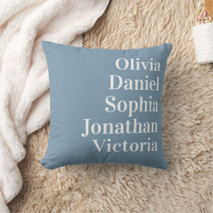 Personalized Grandchildren Names Dusty Blue Cushion