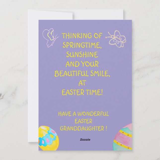 Personalized Granddaughter's Easter Greeting Card  (Back)