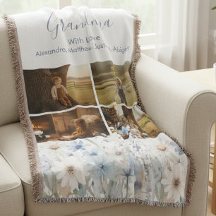 Personalized Grandkids Collage Throw Blanket