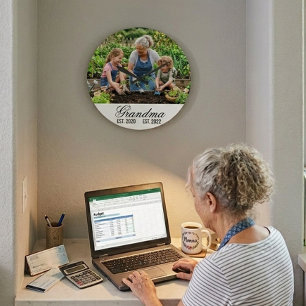 Personalized Grandma Established Photo Keepsake Large Clock