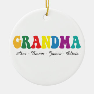 Personalized Grandma Gift with Grandkids’ Names Ceramic Ornament