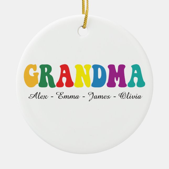 Personalized Grandma Gift with Grandkids’ Names Ceramic Ornament (Front)
