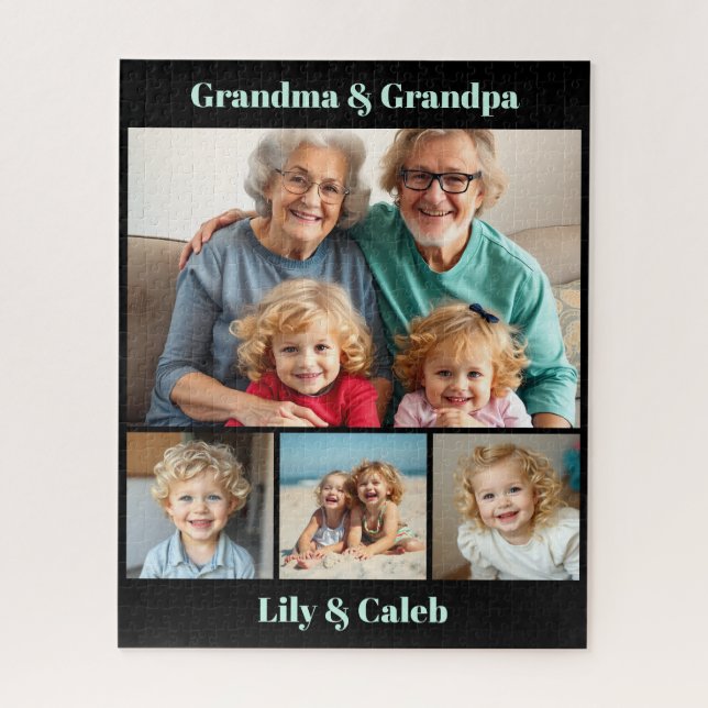 Personalized Grandma, Grandpa and Grandkids Photo Jigsaw Puzzle (Vertical)
