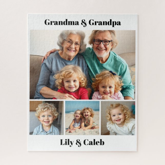 Personalized Grandma, Grandpa and Grandkids Photo Jigsaw Puzzle (Vertical)