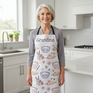 Personalized Grandma Kawaii Heart Baking Crew Gift Apron