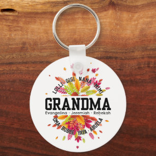 Personalized GRANDMA Nana Mimi Gigi Floral  Key Ring