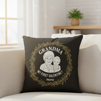 Personalized "Grandma" Photo Collage Design with F Cushion