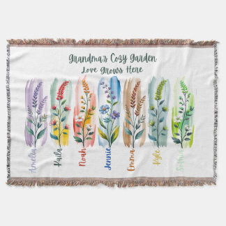Personalized Grandma’s Cozy Garden Throw Blanket