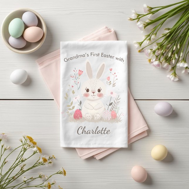 Personalized Grandma’s First Easter Kitchen Towel (Creator Uploaded)