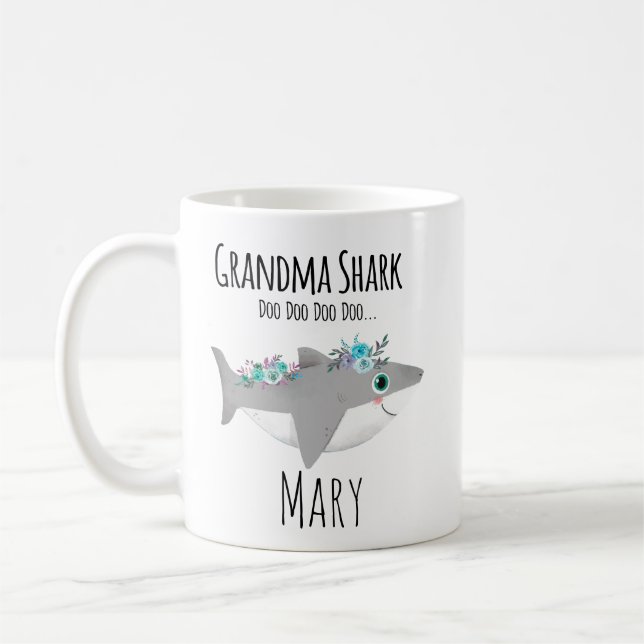 Personalized Grandma Shark Doo Doo Doo Coffee Mug (Left)