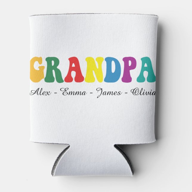 Personalized Grandpa Gift with Grandkids’ Names Can Cooler (Front)
