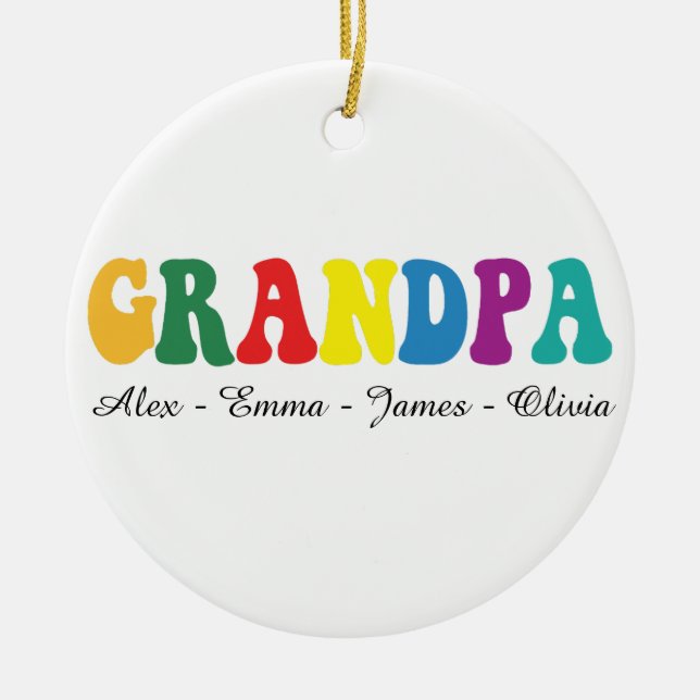 Personalized Grandpa Gift with Grandkids’ Names Ceramic Ornament (Front)