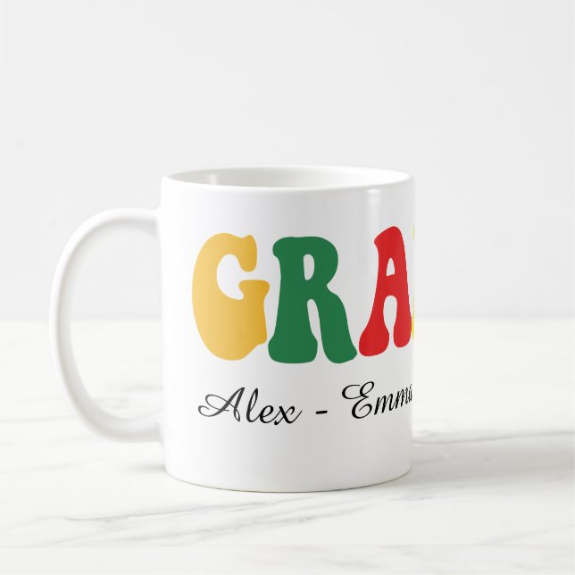 Personalized Grandpa Gift with Grandkids’ Names Coffee Mug (Left)