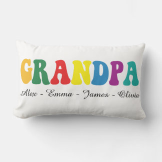Personalized Grandpa Gift with Grandkids’ Names Lumbar Cushion