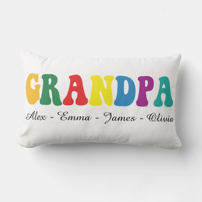 Personalized Grandpa Gift with Grandkids’ Names Lumbar Cushion (Front)