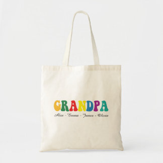 Personalized Grandpa Gift with Grandkids’ Names Tote Bag