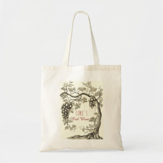 Personalized Grape Vine Red Wine Tree Tote Bag