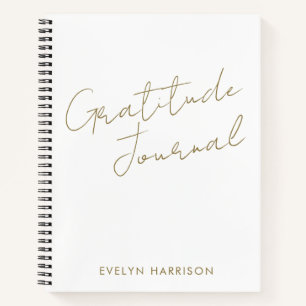 Personalized Gratitude Journal in White and Gold