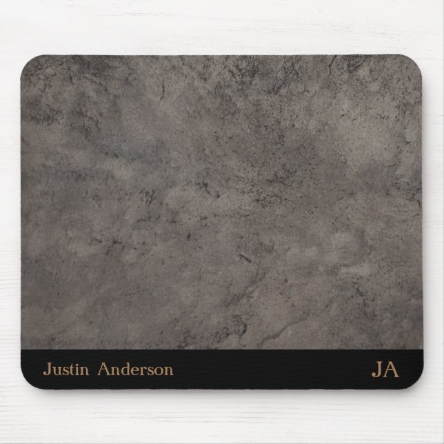 Personalized Gray Leather Mouse Mat with Initials (Front)