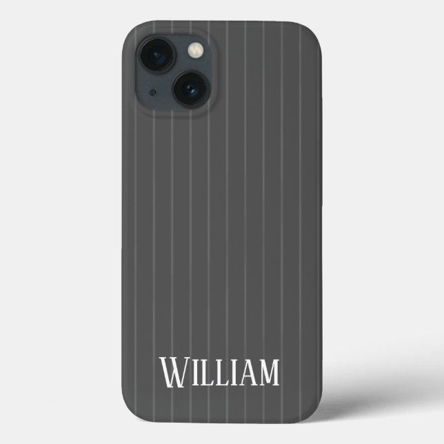 Personalized gray pinstripes Case-Mate iPhone case (Back)