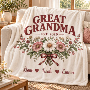 Personalized Great Grandma Blanket with Grandkids