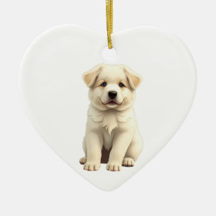 Personalized Great Pyrenees Puppy Ceramic Ornament