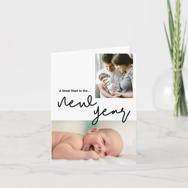 Personalized Great Start New Year Baby Photo Holiday Card (Front)