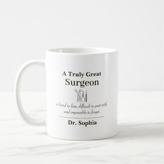 Personalized Great Surgeon Appreciation Gift Coffee Mug (Left)
