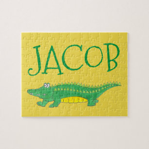 Personalized Green Alligator Crocodile Child's Jigsaw Puzzle
