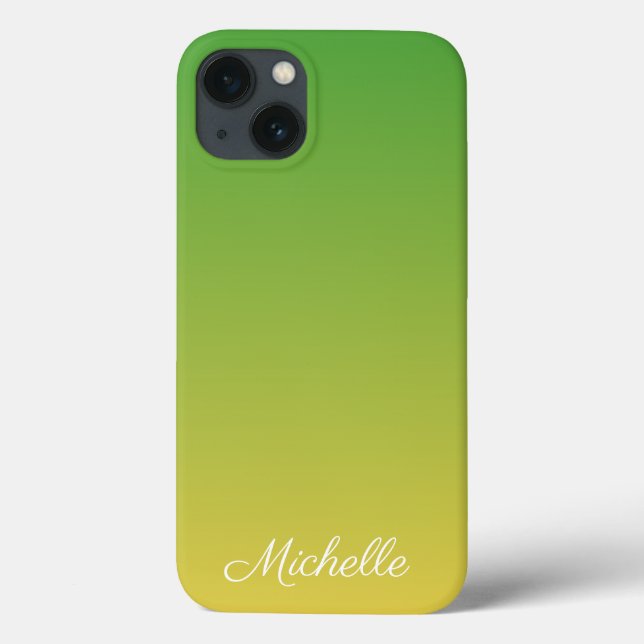 Personalized green and yellow ombre Case-Mate iPho iPhone Case (Back)